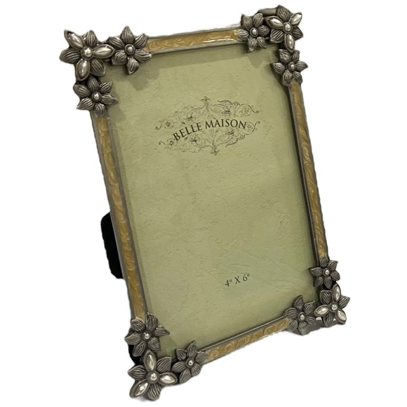 Belle Maison Art Nouveau Enamel Frame w/ Flowers & Pearl Inlays 4x6” Beautiful! - Picture 8 of 15